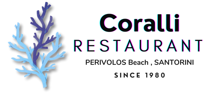 Coralli Restaurant Perivolos Beach in Santorini island