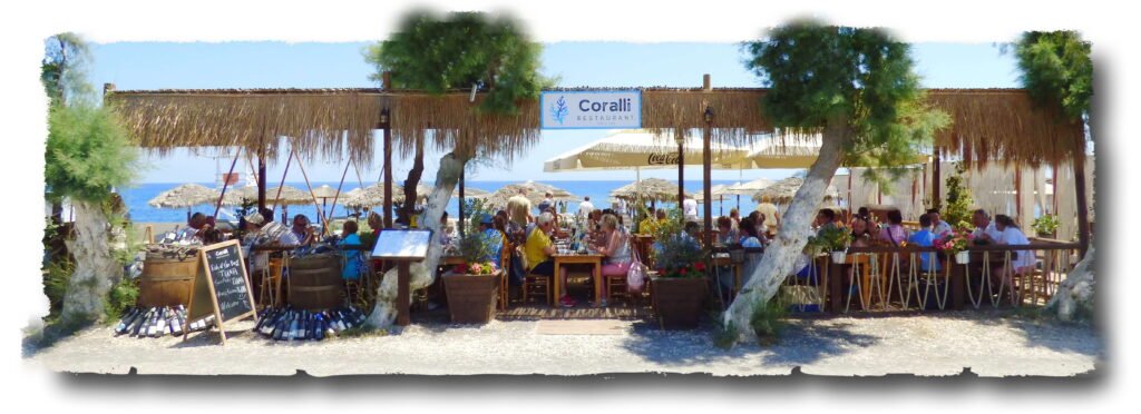 CORALLI BEACH RESTAURANT IN PERIVOLOS SANTORINI